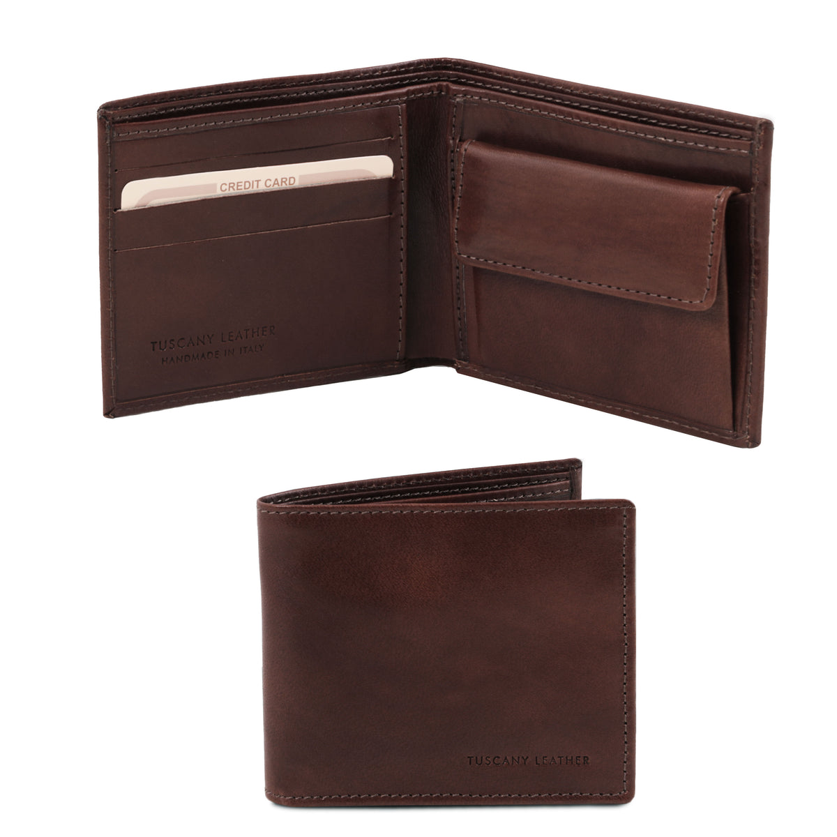 Portefeuille homme DOPPIO en cuir pleine fleur 2 volets