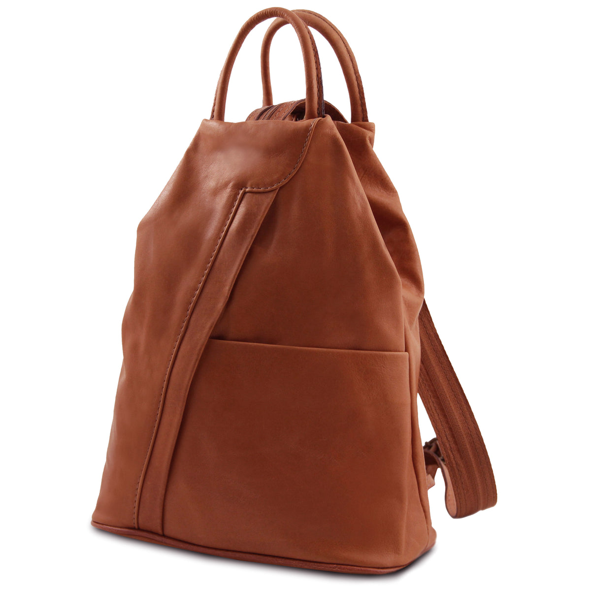 Sac à dos femme SHANGHAI épuré en cuir véritable pleine fleur