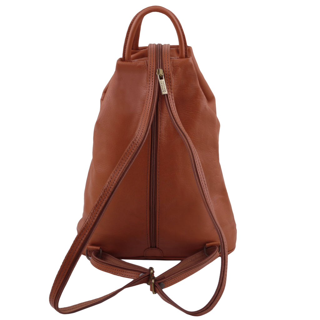 Sac à dos femme SHANGHAI épuré en cuir véritable pleine fleur