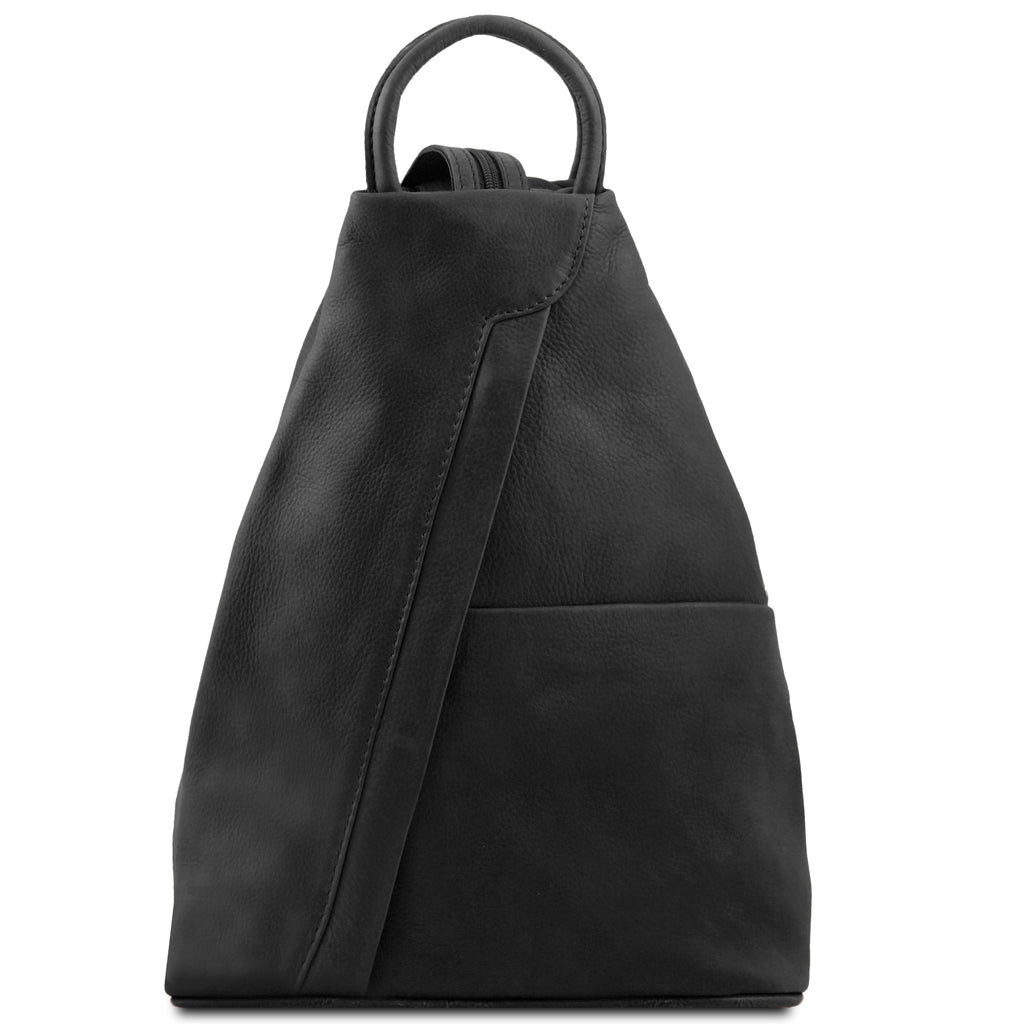 Sac à dos femme SHANGHAI épuré en cuir véritable pleine fleur