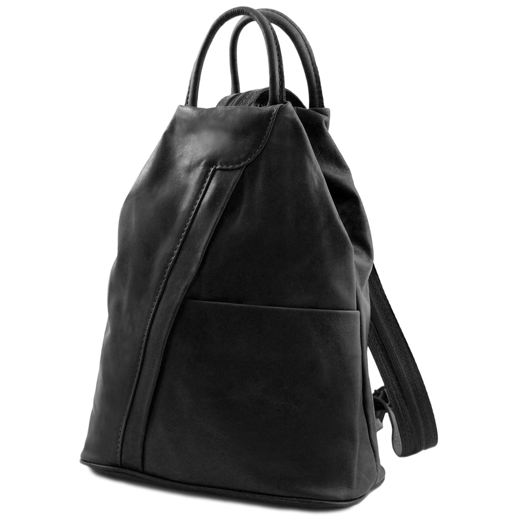 Sac à dos femme SHANGHAI épuré en cuir véritable pleine fleur