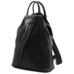 Sac à dos femme SHANGHAI épuré en cuir véritable pleine fleur