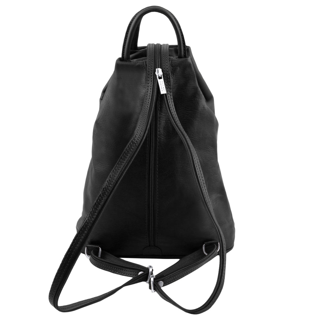 Sac à dos femme SHANGHAI épuré en cuir véritable pleine fleur