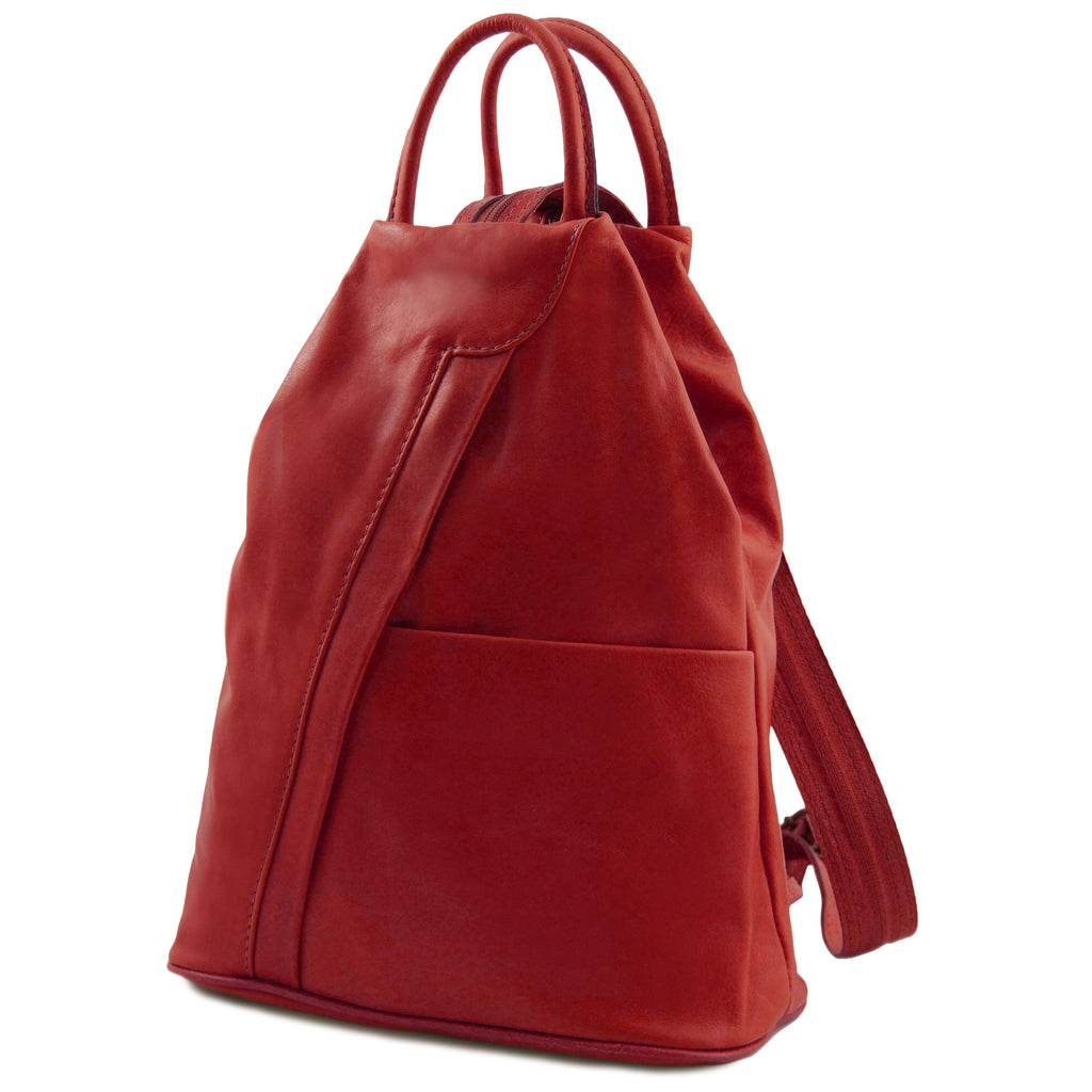 Sac à dos femme SHANGHAI épuré en cuir véritable pleine fleur