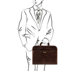 Serviette conférencier homme cuir pleine fleur A4 SORRENTO