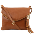 ALVÉA — Sac bandoulière en cuir pleine fleur avec pompon