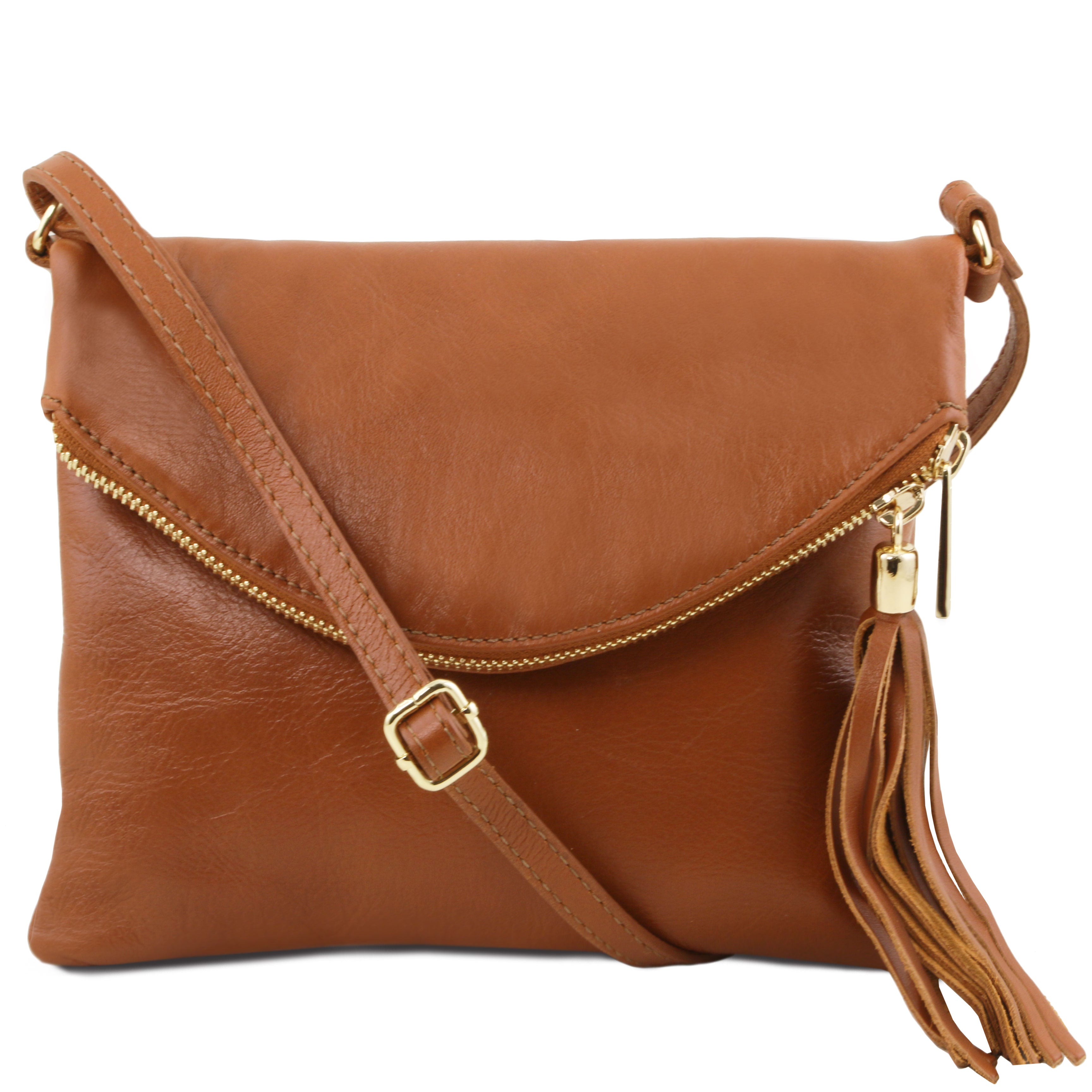 ALVÉA — Sac bandoulière en cuir pleine fleur avec pompon