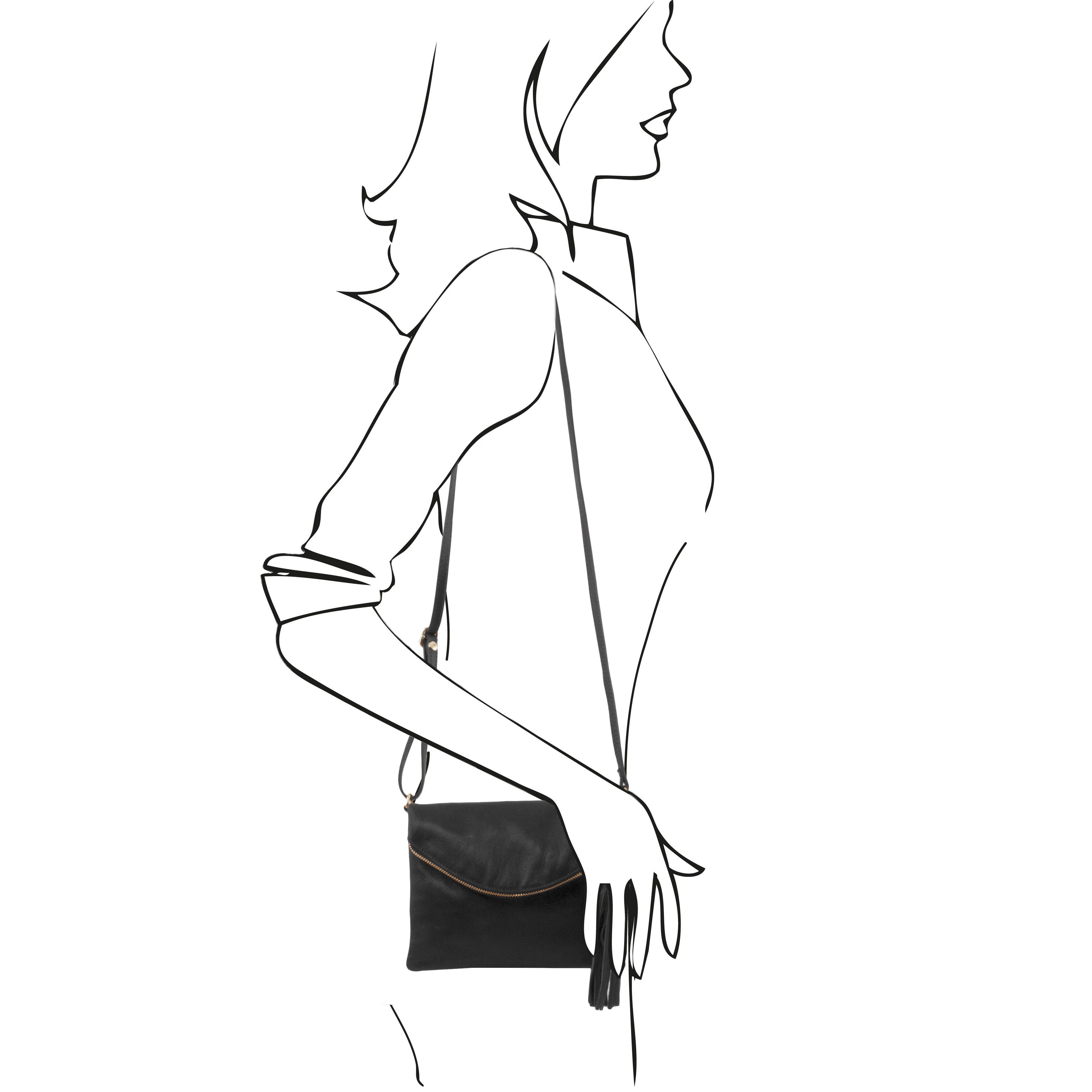 ALVÉA — Sac bandoulière en cuir pleine fleur avec pompon