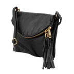 ALVÉA — Sac bandoulière en cuir pleine fleur avec pompon
