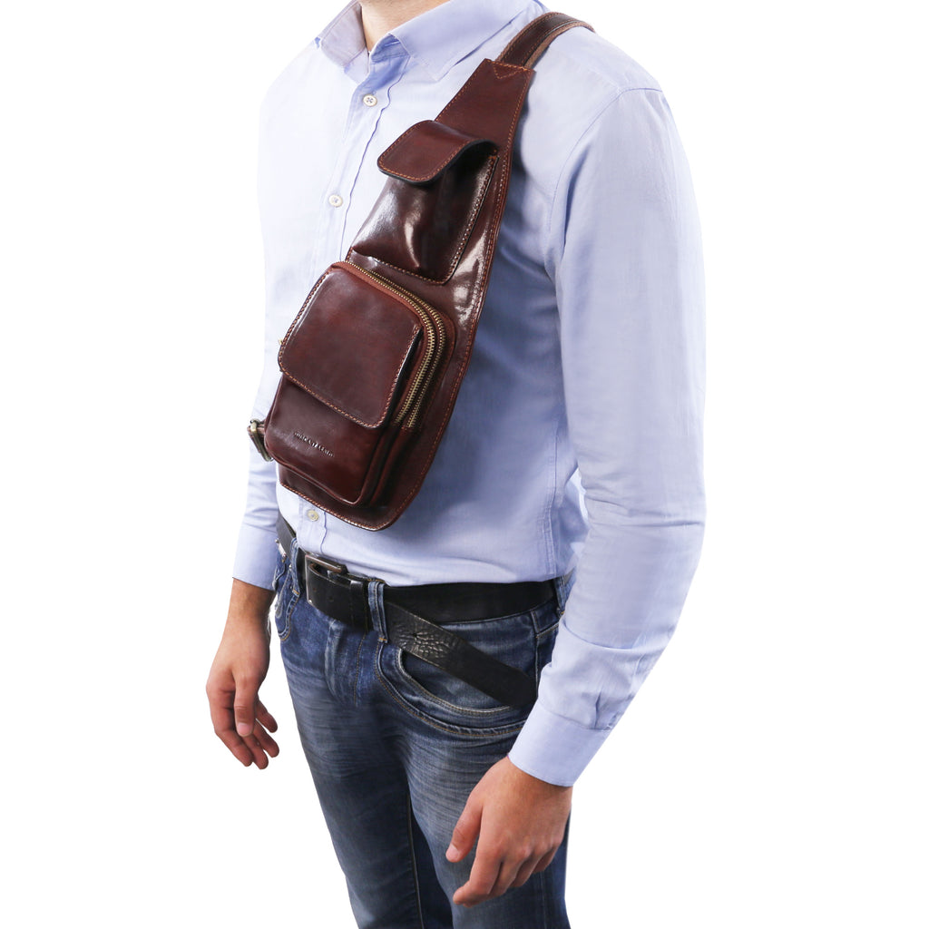 Sac bandoulière homme ENZO cuir pleine fleur multi-poches