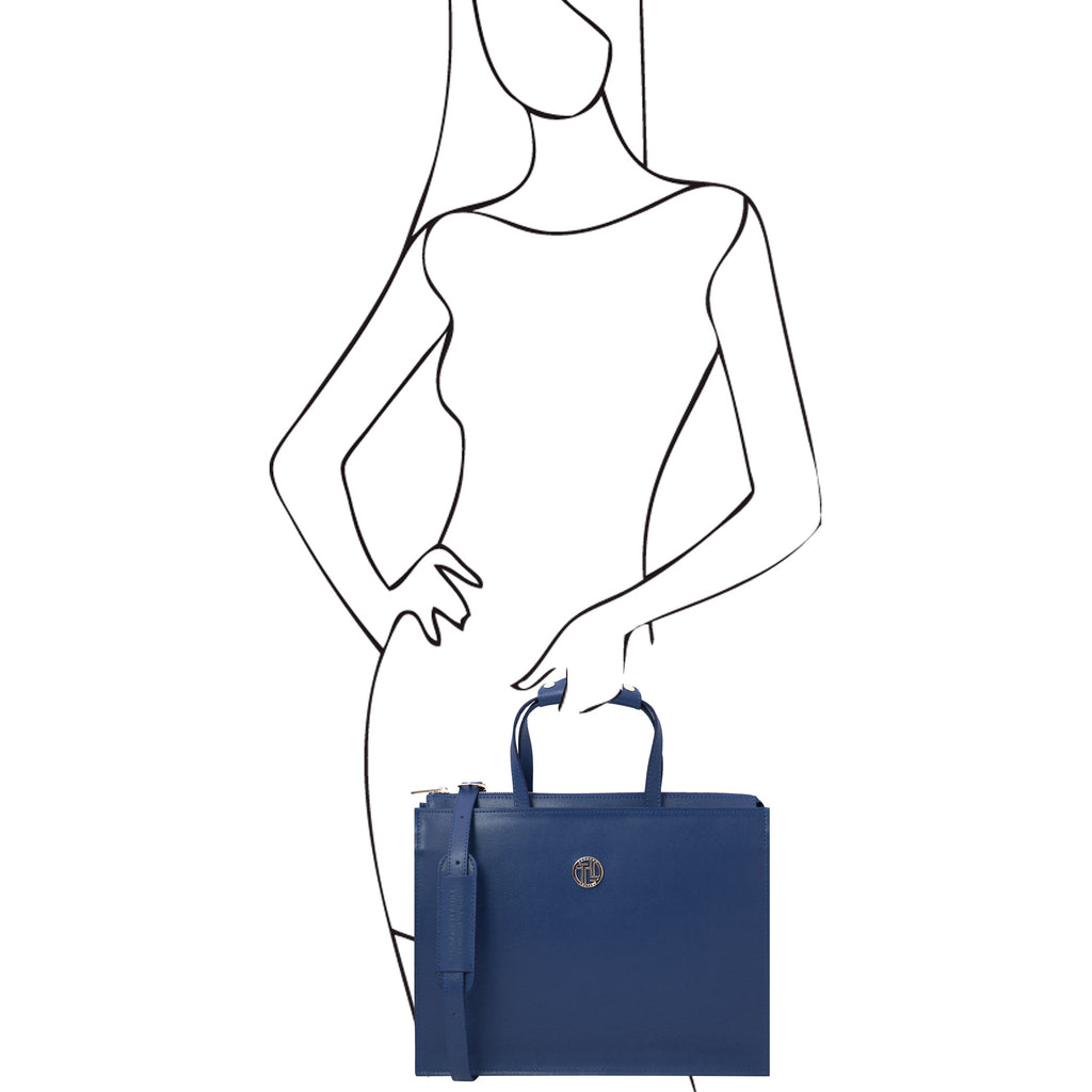 PALERMO — Serviette business en cuir Saffiano 3 compartiments