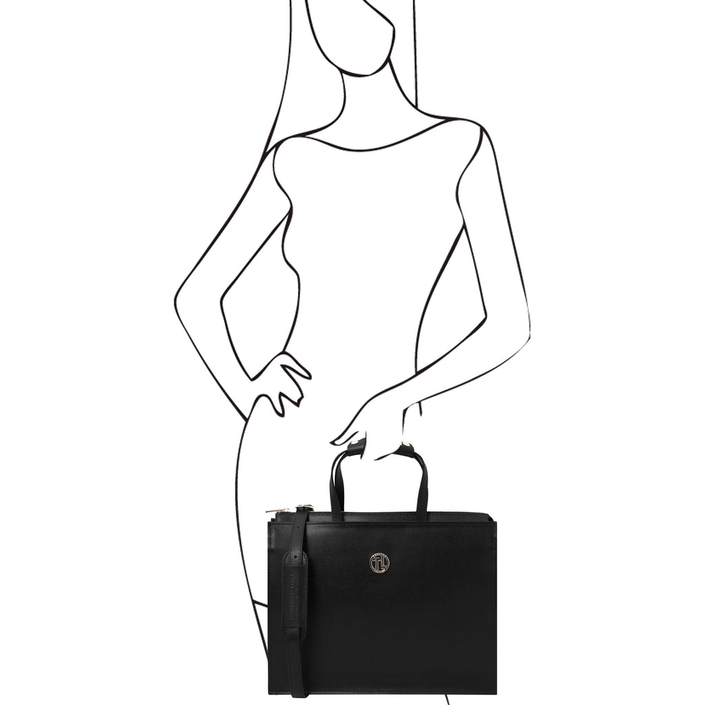 PALERMO — Serviette business en cuir Saffiano 3 compartiments