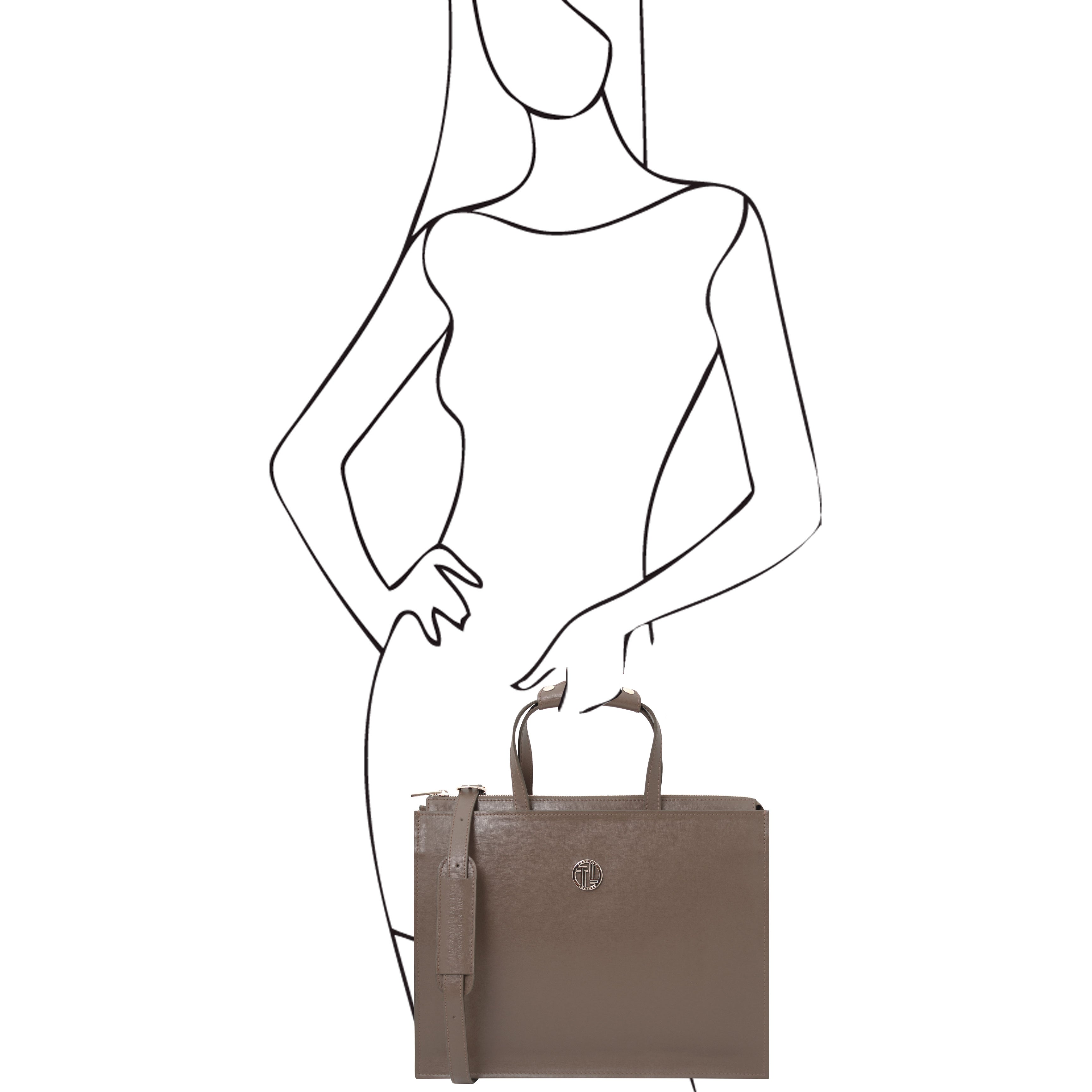 PALERMO — Serviette business en cuir Saffiano 3 compartiments
