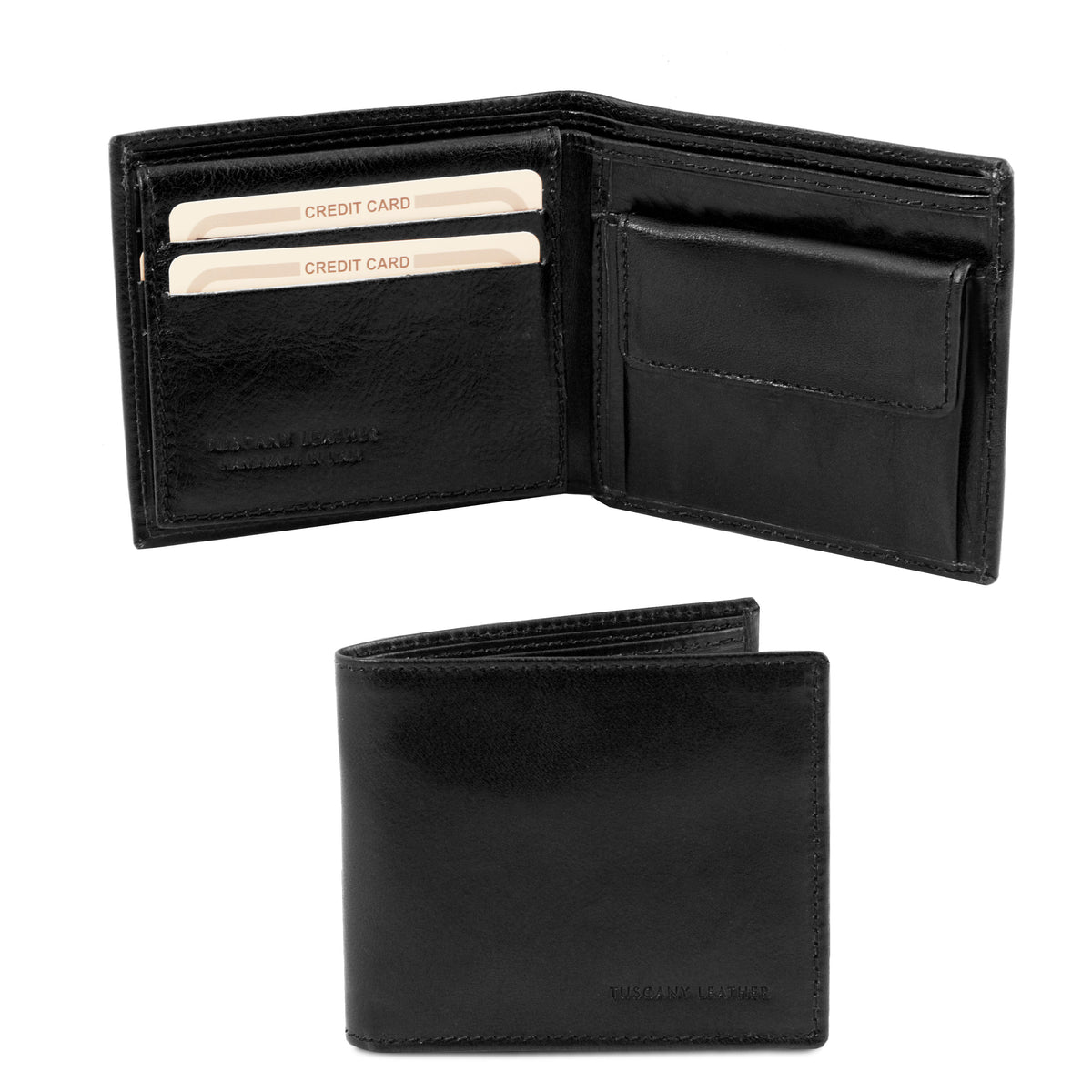 Portefeuille homme TUTTO en cuir pleine fleur 3 volets Image principale du produit