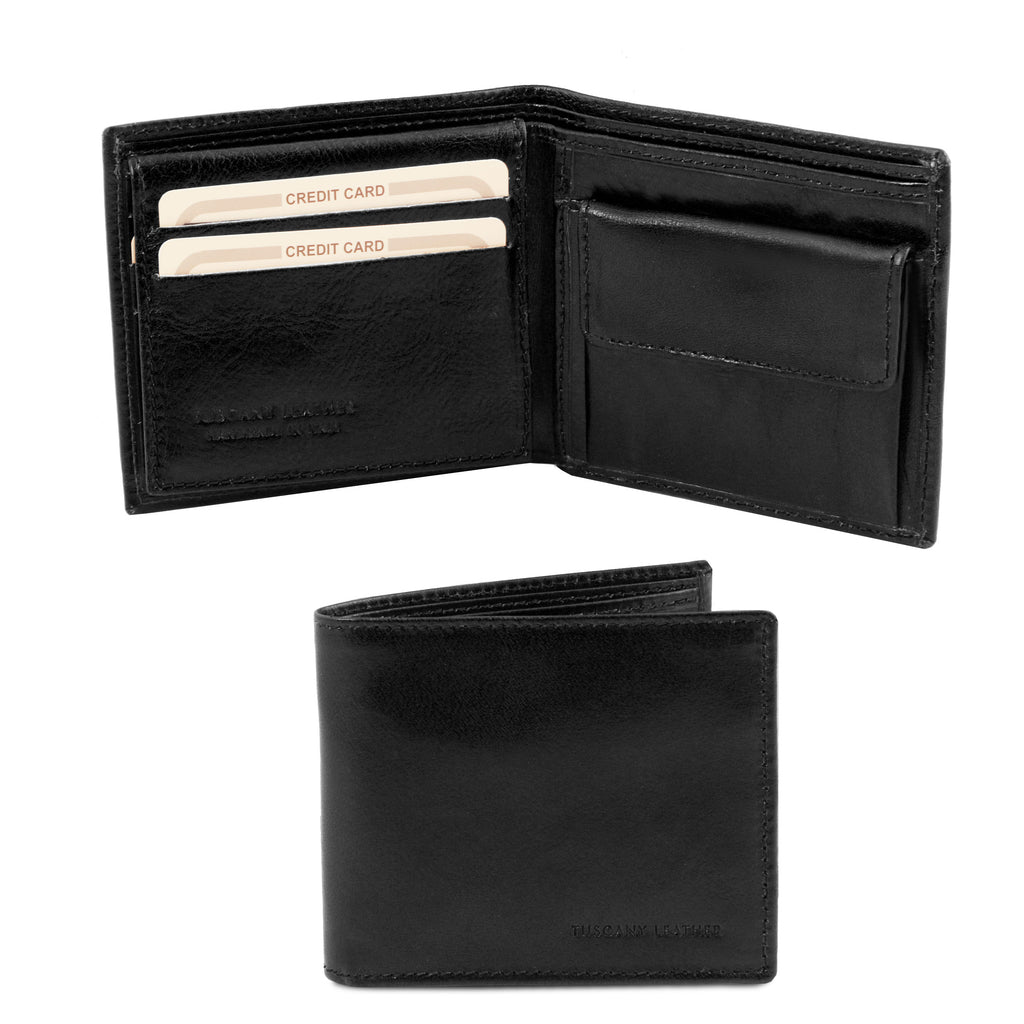 Portefeuille homme TUTTO en cuir pleine fleur 3 volets