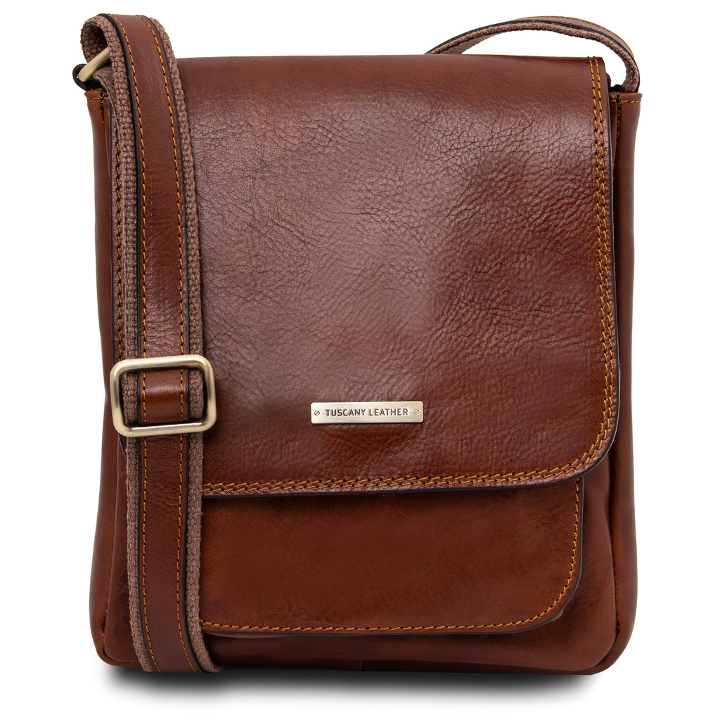 Sac bandoulière homme JIMMY cuir pleine fleur poche frontale