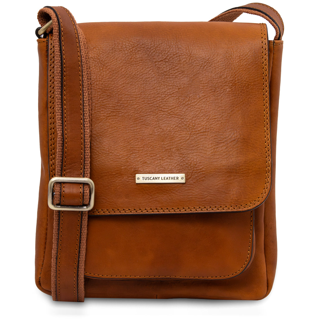Sac bandoulière homme JIMMY cuir pleine fleur poche frontale