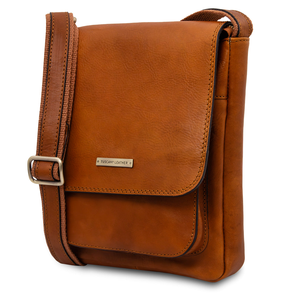 Sac bandoulière homme JIMMY cuir pleine fleur poche frontale