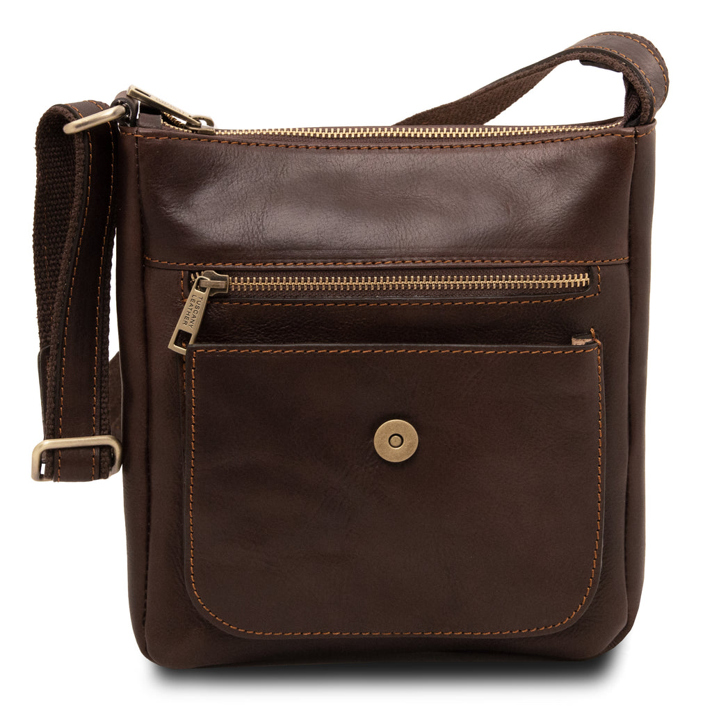Sac bandoulière homme JIMMY cuir pleine fleur poche frontale