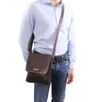 Sac bandoulière homme JIMMY cuir pleine fleur poche frontale