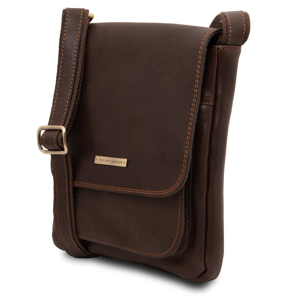 Sac bandoulière homme JIMMY cuir pleine fleur poche frontale