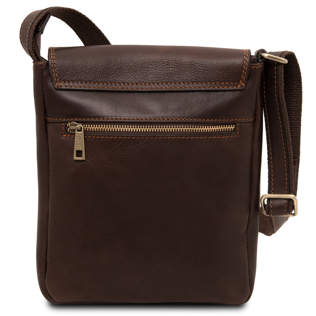 Sac bandoulière homme JIMMY cuir pleine fleur poche frontale