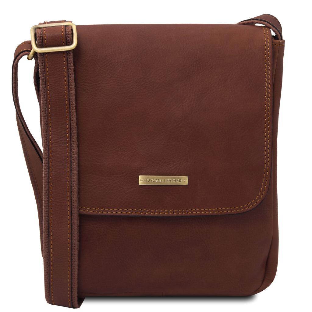 Sac bandoulière homme JOHN cuir pleine fleur zip frontal
