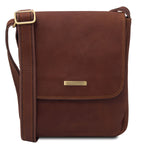 Sac bandoulière homme JOHN cuir pleine fleur zip frontal