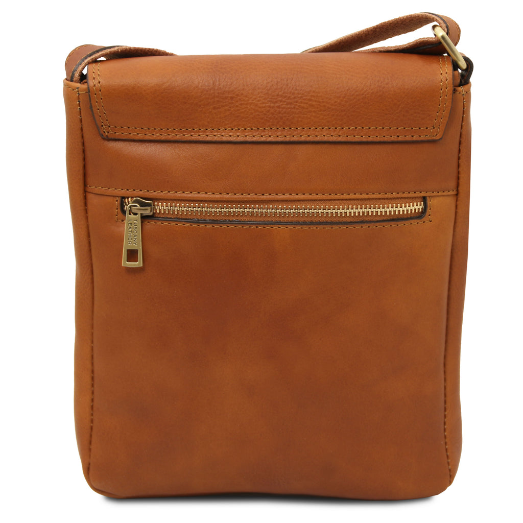 Sac bandoulière homme JOHN cuir pleine fleur zip frontal