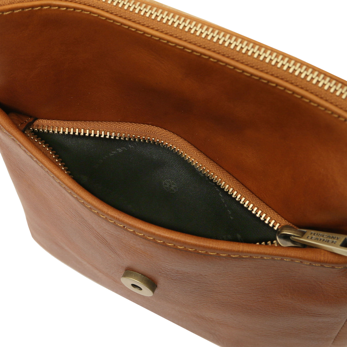 Sac bandoulière homme JOHN cuir pleine fleur zip frontal