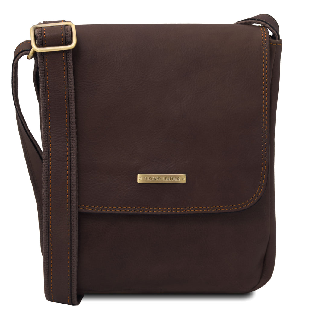 Sac bandoulière homme JOHN cuir pleine fleur zip frontal