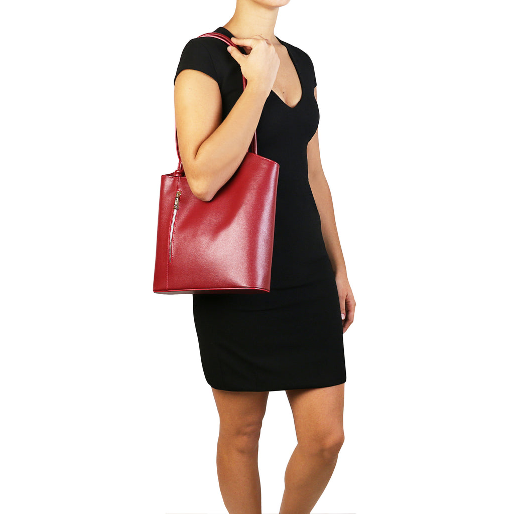 Patty - Sac cabas convertible en cuir Saffiano