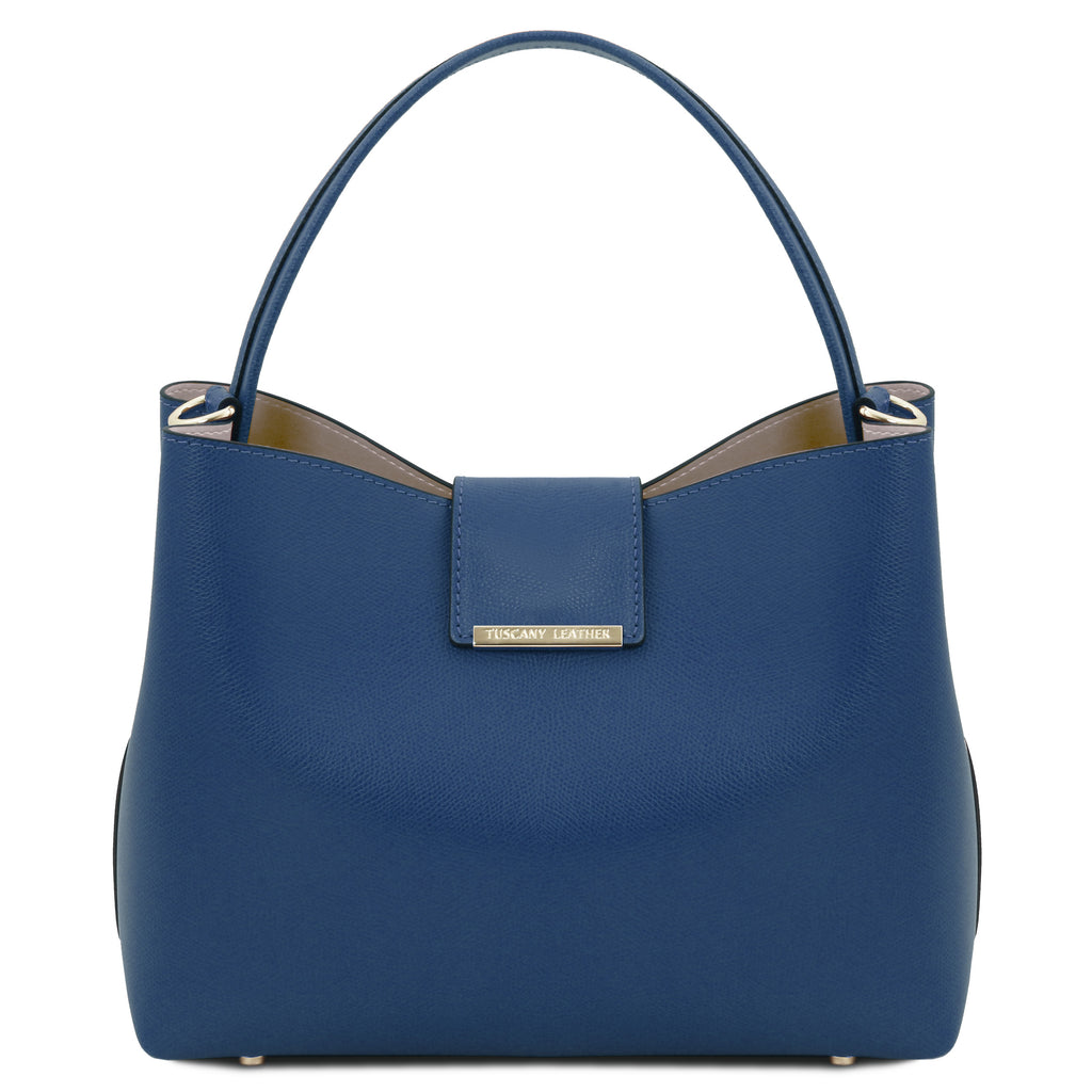 Sac seau femme CLIO structuré en cuir véritable à fermoir bijou