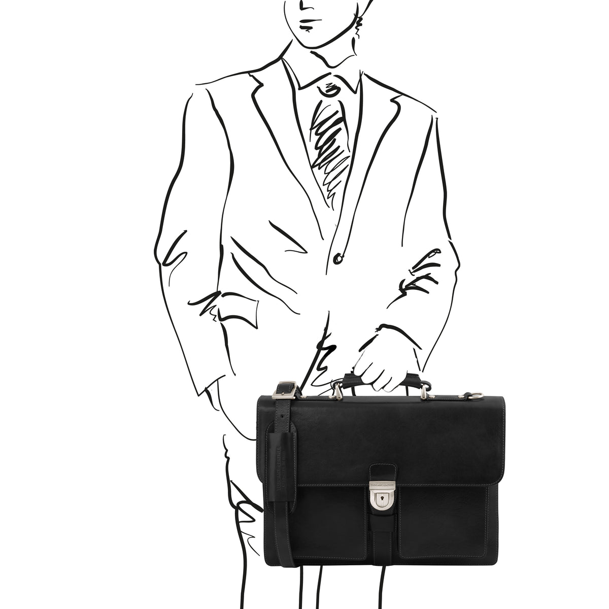Cartable homme cuir pleine fleur 3 compartiments ASSISI