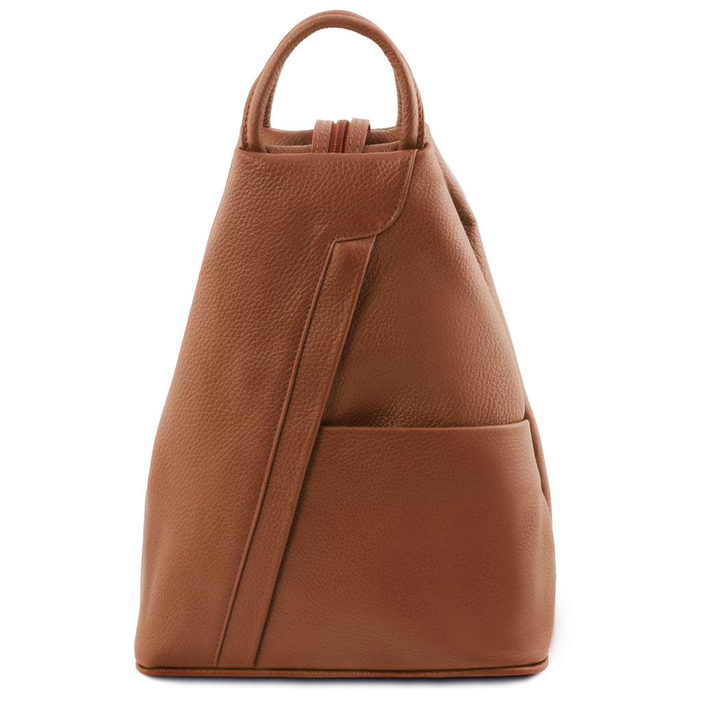 Sac à dos femme SHANGHAI souple en cuir véritable forme arrondie