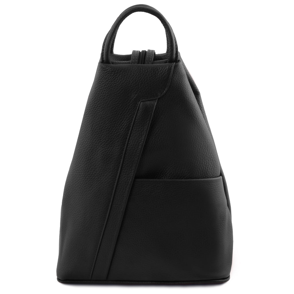 Sac à dos femme SHANGHAI souple en cuir véritable forme arrondie