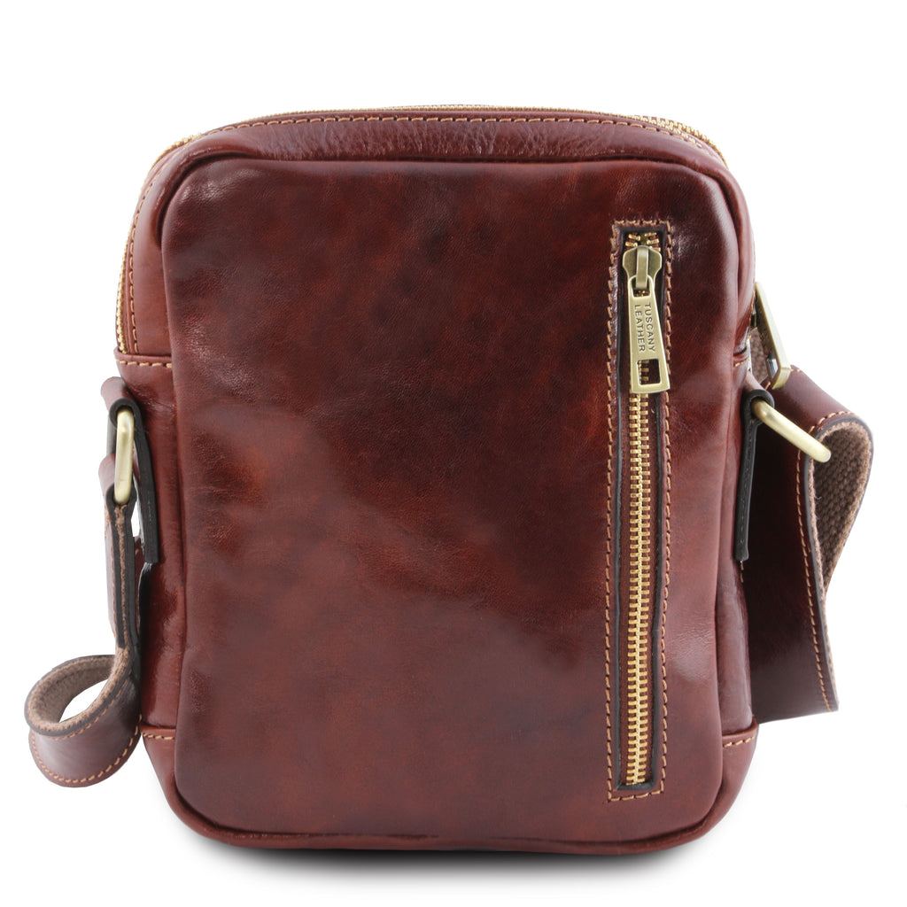 Sac bandoulière homme LARRY cuir pleine fleur 2 compartiments