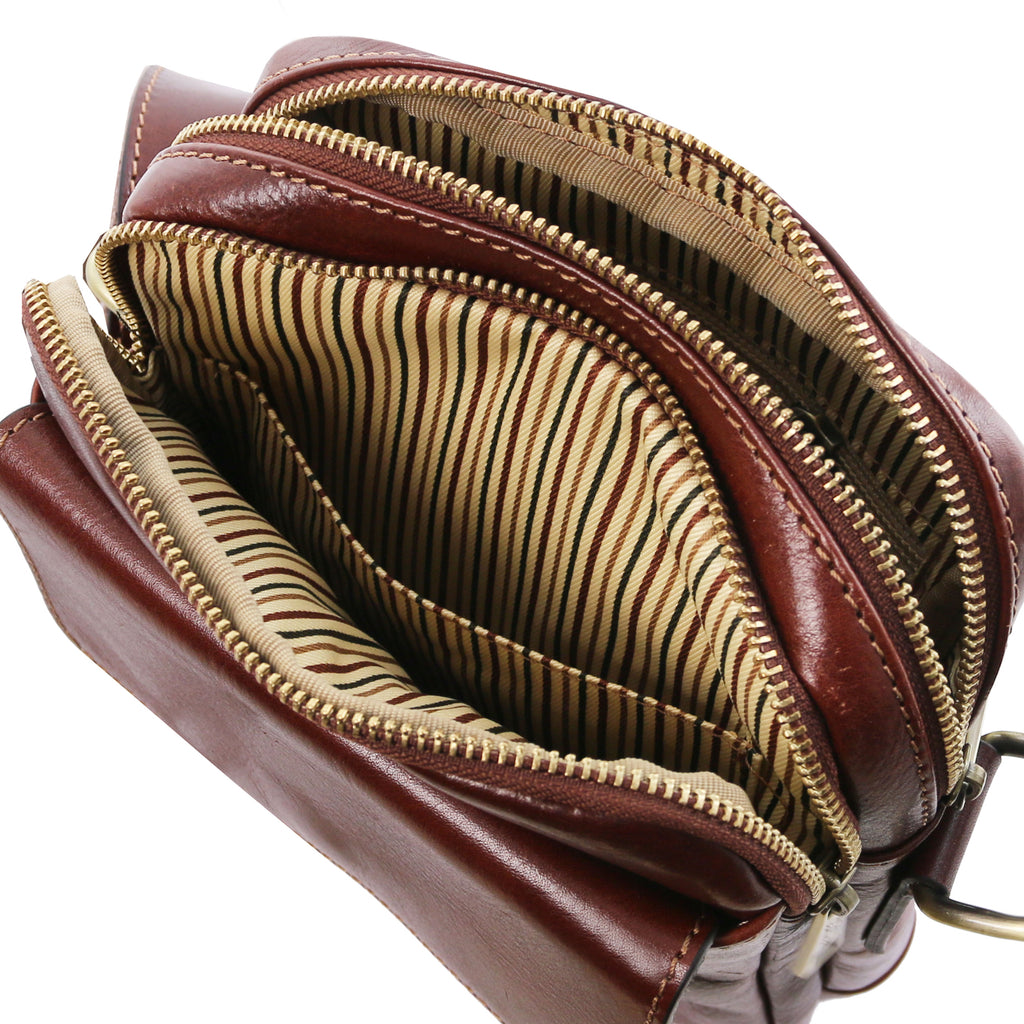 Sac bandoulière homme LARRY cuir pleine fleur 2 compartiments