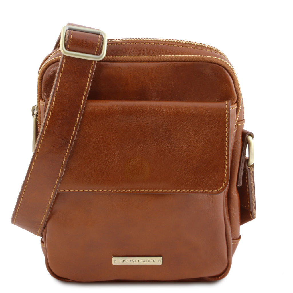 Sac bandoulière homme LARRY cuir pleine fleur 2 compartiments