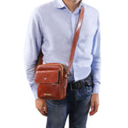 Sac bandoulière homme LARRY cuir pleine fleur 2 compartiments