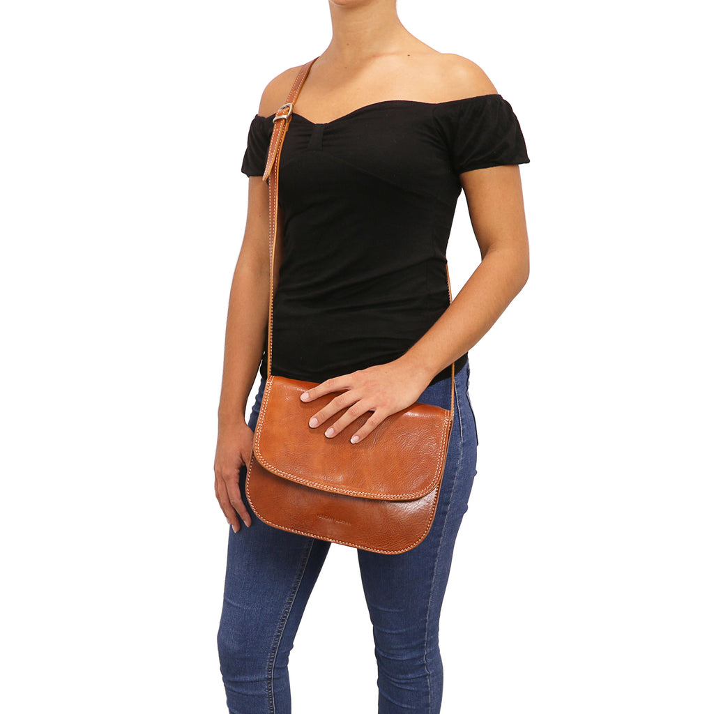 GRETA — Sac saddle en cuir pleine fleur italien