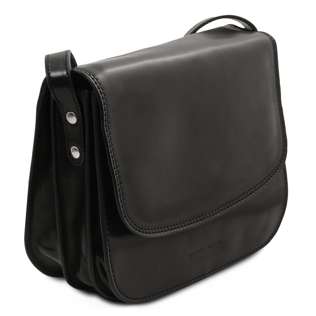 GRETA — Sac saddle en cuir pleine fleur italien