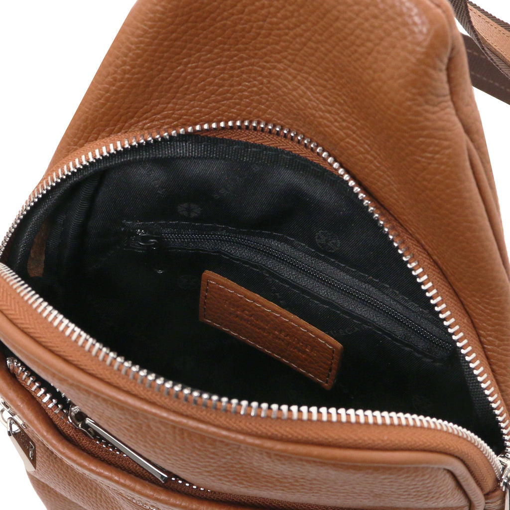 Sac bandoulière homme ALBERT cuir grainé souple multi-poches