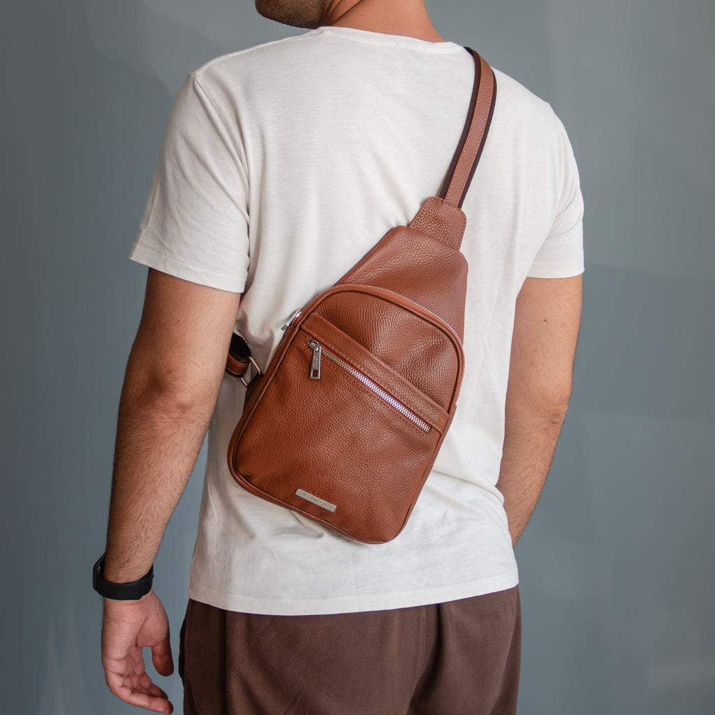 Sac bandoulière homme ALBERT cuir grainé souple multi-poches