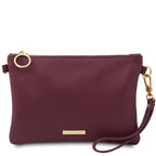 Pochette femme MIRA en cuir grainé souple avec bandoulière