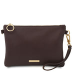 Pochette femme MIRA en cuir grainé souple avec bandoulière