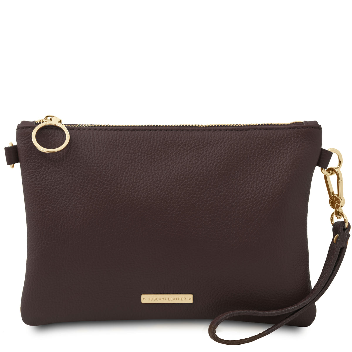 Pochette femme MIRA en cuir grainé souple avec bandoulière