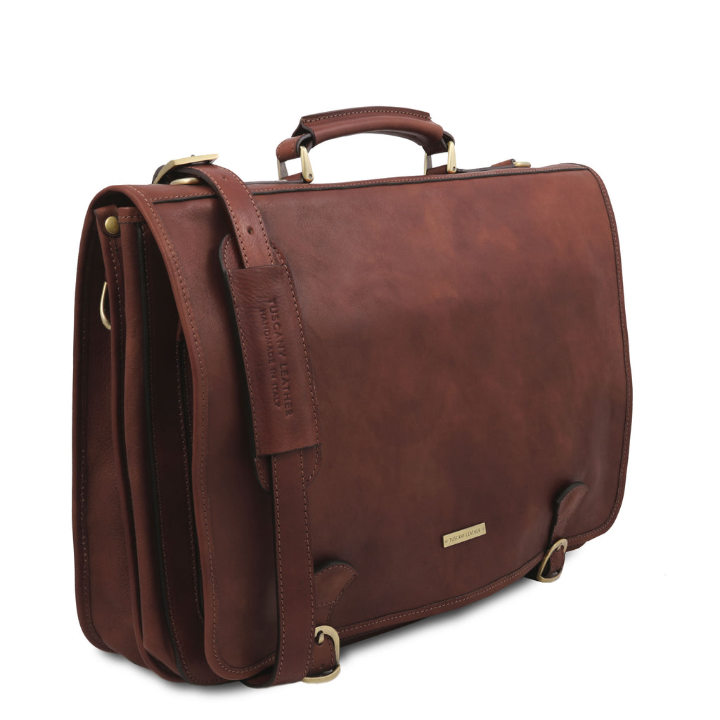 Cartable homme ANCONA cuir pleine fleur ordinateur 17 pouces