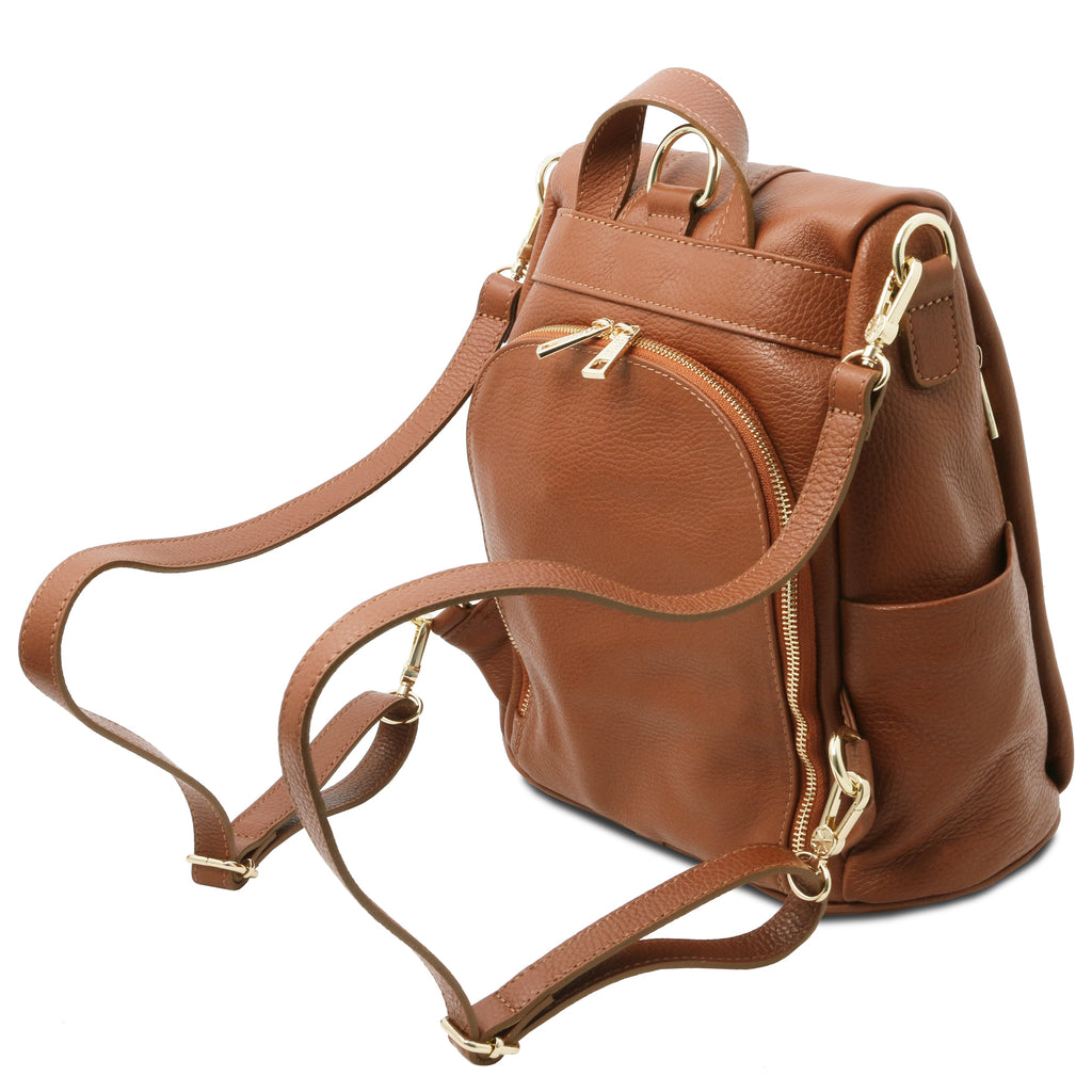 Sac à dos antivol femme ORVIETO en cuir véritable grainé