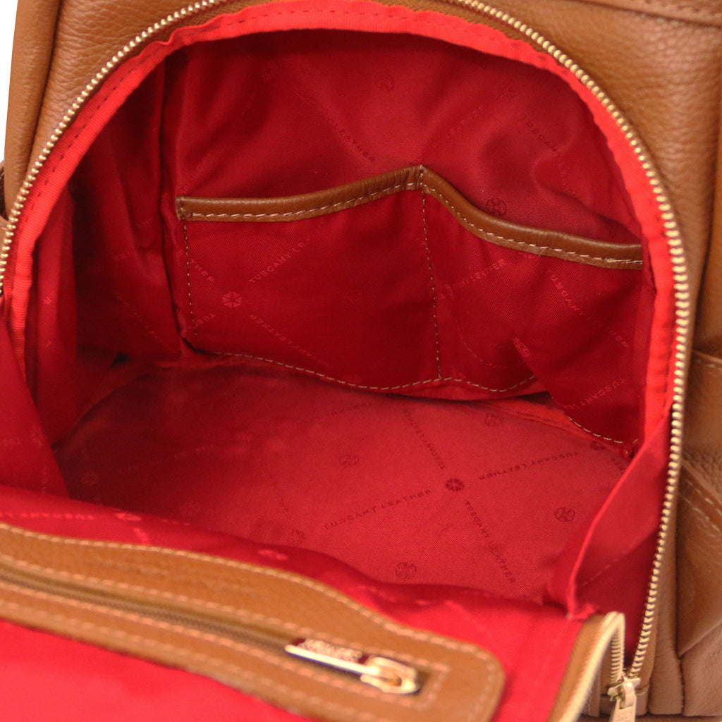 Sac à dos antivol femme ORVIETO en cuir véritable grainé